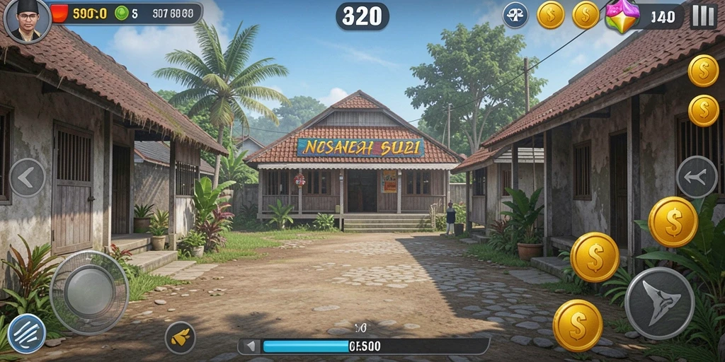 Tangkapan layar menampilkan tampilan level yang penuh warna.